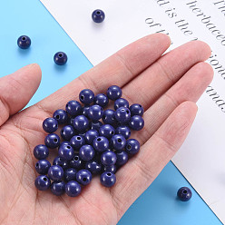 Prussian Blue Opaque Acrylic Beads, Round, Prussian Blue, 8x7mm, Hole: 2mm, about 1745pcs/500g