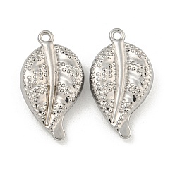 Нержавеющая Сталь Цвет Не тускнеющие 304 подвески из нержавеющей стали, очарование листа, цвет нержавеющей стали, 24x13x5 мм, отверстие : 1.5 мм