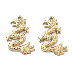 Настоящее золото 18K Вакуумное покрытие pvd 304 подвески из нержавеющей стали, очарование дракона, реальный 18 k позолоченный, 26.5x16.5x2.5 мм, отверстие : 1.8 мм