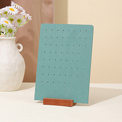 Средний Аквамарин 64-бархатные скошенные подставки для хранения ювелирных изделий и сережек, с деревянным подвалом, прямоугольные, средний аквамарин, 24x17 см