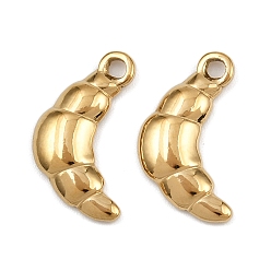 Настоящее золото 18K 304 подвески из нержавеющей стали, круассановые прелести, ионное покрытие (ip), реальный 18 k позолоченный, 17x9.5x2 мм, отверстие : 1.6 мм