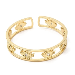 Eye Браслет-манжета из прозрачного кубического циркония, настоящий 18k позолоченный латунный полый браслет, без свинца и без кадмия, глаз, внутренний диаметр: 2-1/4x2-1/8 дюйм (5.6x5.5 см)