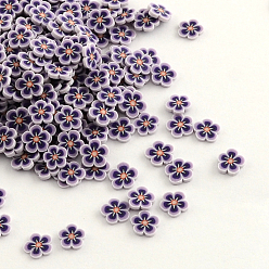 Лиловый Ручной полимерной глины ногтей декоративные аксессуары, цветок, сирень, 5~6x1 мм