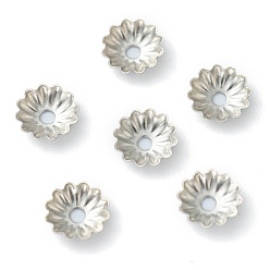 Нержавеющая Сталь Цвет Не тускнеет 304 колпачки из нержавеющей стали, мульти-лепесток, цветок, цвет нержавеющей стали, 5.7x1.4 мм, отверстие : 1.2 мм