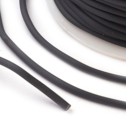 Black PVC Tubular Solid Synthetic Rubber Cord, No Hole, Wrapped Around White Plastic Spool, Black, 2mm, about 54.68 yards(50m)/roll