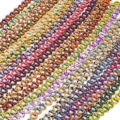 Mixed Color Handmade Porcelain Beads Strands, Speckled Heart, Bright Glazed Porcelain, Mixed Color, 13~14x14.5x5.5mm, Hole: 1.2mm, about 30pcs/strand, 15.35''(39cm)