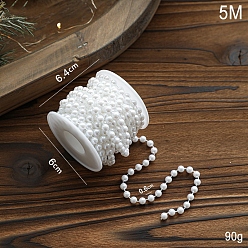 Round Plastic Bead, for Party Decoration, Round, 6mm, 5m/roll