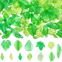 Зеленый лайм 540 шт 12 стили прозрачные акриловые подвески, лист, зеленый лайм, 9.7~28x5~20x1.2~4 мм, отверстие : 1.2~2 мм, 45 шт / стиль