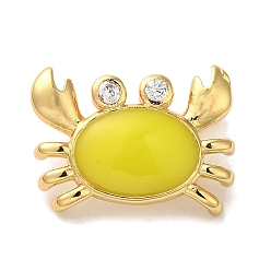 Золотистый Стойка металлическая латунная микропрофилированная кубическая циркония подвески, с эмалью, реальный 18 k позолоченный, без кадмия и без свинца, краб, золотые, 11x15x5.5 мм, отверстие : 5x3 мм