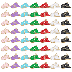 (52) Непрозрачная лаванда 56 шт 7 цвета сплава эмалевые подвески, шляпа, золотые, разноцветные, 14x20 мм, 8 шт / цвет