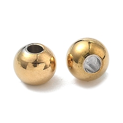 Настоящее золото 18K 304 из нержавеющей стали бусы, круглые, ионное покрытие (ip), реальный 18 k позолоченный, 6x5 мм, отверстие : 2 мм