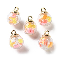 Цветок Стеклянные подвески, круглые, с ccb и полимерной глиной ручной работы, цветок, 21.5x16 мм, отверстие : 2.5 мм