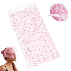 Rose Brumeux Tissu en maille, avec strass, accessoires pour voile de mariée, rose brumeuse, 240x3mm