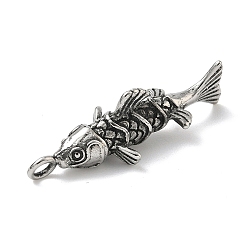 Античное Серебро 304 подвески из нержавеющей стали, рыба, ручная полировка, античное серебро, 35x12x10.5 мм, отверстие : 2.5 мм