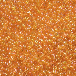 Gold Round Glass Seed Beads, Transparent Colours Rainbow, Round, Gold, 2mm