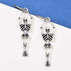 Античное Серебро Серьги-кольца из сплава скелетов, античное серебро, 69x15.5 мм