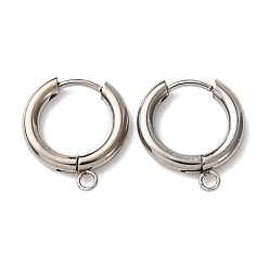 Нержавеющая Сталь Цвет 201 Выводы из нержавеющей стали серьги обруча, с 316 нержавеющей сталью и петлями, цвет нержавеющей стали, 17x15.5x2.5 мм, отверстие : 1.8 мм, штифты : 1 мм