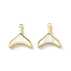 Другие Ионное покрытие (ip) 304 брелоки из нержавеющей стали, с паве-ракушкой, реальный 18 k позолоченный, рыбий хвост, 11x10x2 мм, отверстие : 1.2 мм