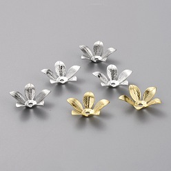 (52) Непрозрачная лаванда Латунной шариковой крышкой, 5-лепестков цветка, разноцветные, 14x3 мм, отверстие : 1.5 мм