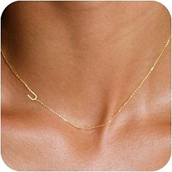 Letter U Латунные начальные звенья цепи ожерелья для женщин, Буква U, 15.75 дюйм (40 см)