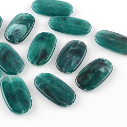 чирок Овальной имитация драгоценных камней акриловые бусины, зелено-синие, 29x16x4 мм, Отверстие : 1.5 мм , около 390 шт / 500 г