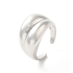 Platinum Brass Open Cuff Rings, Cadmium Free & Lead Free, Platinum, Inner Diameter: 18mm