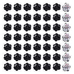 Черный Полиэстеровые пайетки, цветочный костюм, аксессуары, декоративные элементы, чёрные, 180x19x8 мм, Цветок: 18x18 мм, 100шт / лист