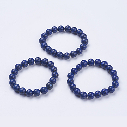 Lapis Lazuli Natural Lapis Lazuli Beaded Stretch Bracelets, Round, Dyed, 2-1/8 inch(53mm)