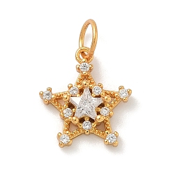 Звезда 925 подвески из стерлингового серебра с прозрачными кубическими цирконами, с печатью 925, золотые, звезды прелести, 13x11.5x4 мм, Перейти кольцо: 5x0.6 мм, внутренний диаметр: 3.5 мм