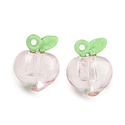 Clear Transparent Acrylic Pendants, Apple Charms, Clear, 17.5x14.5x13mm, Hole: 1.8mm