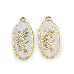 Настоящее золото 18K 304 нержавеющей стальной эмали подвески, ионное покрытие (ip), овал с цветочными подвесками, реальный 18 k позолоченный, 24x11.5x1.5 мм, отверстие : 1.5 мм