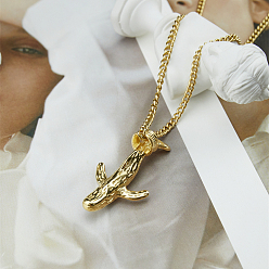 Золотой Модные 316 ожерелья с подвеской в виде кита из хирургической нержавеющей стали для ежедневного ношения женщинами, золотые, 23.62 дюйм (60 см)
