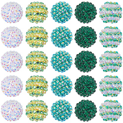 Зеленый 30 шт 5 стиль круглые смоляные стразы градуированные бусины, с ув гальванических акриловые круглые бусины внутри, AB-цветов, разноцветные, 17.5~20 мм, отверстие : 2~2.5 мм, 6 шт / стиль