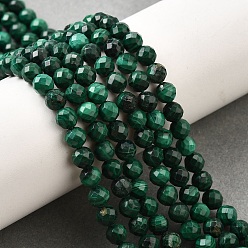 Малахит Природного малахита бисер нитей, граненые, круглые, 5 мм, отверстие : 0.8 мм, около 76 шт / нитка, 15.35'' (39 см)