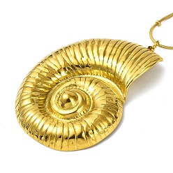 Настоящее золото 18K Ионное покрытие (ip) 304 ожерелья из нержавеющей стали в форме ракушки с подвеской в виде змеиной цепи для женщин, реальный 18 k позолоченный, 17.60 дюйм (44.7 см)