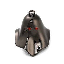 Ghost Подвески из латуни и эмали на Хэллоуин, стойки покрытие, долговечный, без свинца и без кадмия, металлический черный , призрак, 20x17x18 мм, отверстие : 1.2 мм