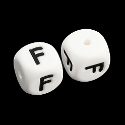 Letter F 20Pcs White Cube Letter Silicone Beads 12x12x12mm Square Dice Alphabet Beads with 2mm Hole Spacer Loose Letter Beads for Bracelet Necklace Jewelry Making, Letter.F, 12mm, Hole: 2mm