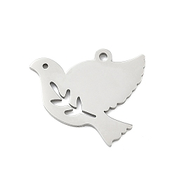 Нержавеющая Сталь Цвет 201 подвески из нержавеющей стали, голубь мира, цвет нержавеющей стали, 17x20x1 мм, отверстие : 1.4 мм