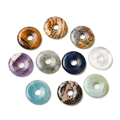 Смешанные камни Природные и синтетические Gemstone подвески, подвеска в виде пончика/пи-диска, 29.5x5.5 мм, отверстие : 7.3~8.3 мм