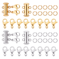 Золотой & Цвет Нержавеющей Стали Набор для поиска поделок для изготовления ювелирных изделий, в том числе 304 трубчатые застежки-молнии из нержавеющей стали с 4 отверстиями, 2 нитей, кольца с открытым прыжком и заклепки для омаров, золотые и нержавеющая сталь цвет