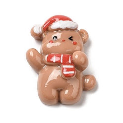 Медведь Кабошоны из непрозрачной смолы с рождественской тематикой, для изготовления ювелирных изделий, медведь, 28x22x8.5 мм