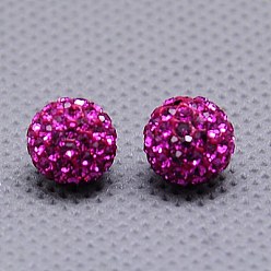 502_Фуксиновый Чешские стеклянные бусы стразы, Полимерная глина внутри, полуразвернутые круглые бусины, 502 _fuchsia, С. 11 (1.7~1.8 мм), 10 мм, отверстие : 1 мм