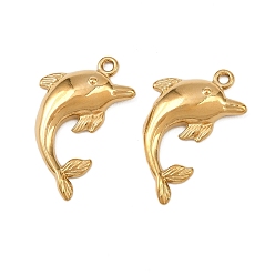 Dolphin 304 подвески из нержавеющей стали, ионное покрытие (ip), реальный 18 k позолоченный, дельфин, 29x17.5x4.5 мм, отверстие : 1.6 мм