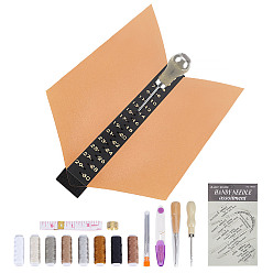 (52) Непрозрачная лаванда Набор швейных инструментов, включая иглы, резать ножницами, правитель, с деревянным переплетным инструментом для пробивки подписей и направляющей для шила, разноцветные, 120x18.5 мм