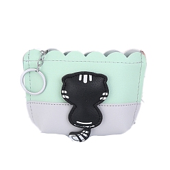 Аквамарин Брелок из искусственной кожи, для женского клатча-кошелька для монет, с кольцом ключевой железа, кошка, аквамарин, кошелек: 9x13.5см