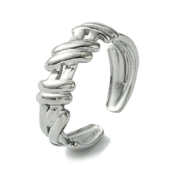 Stainless Steel Color Non-Tarnish 304 Stainless Steel Open Cuff Ring, Stainless Steel Color, US Size 7 1/2(17.7mm)