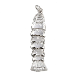 Платина Латунные микро проложить кубического циркония подвески, с целью перехода в кольце, рыбы прелести, стойки покрытие, долговечный, без свинца и без кадмия, платина, 36.5x9x4 мм, отверстие : 3 мм