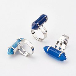 Натуральный Агат Кольца из натурального агата, с обнаружением железного кольца, платина, пуля, Размер 8, 18 мм