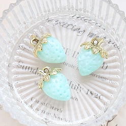 Светло-голубой Акриловые подвески, клубника, светло-голубой, 32x23 мм