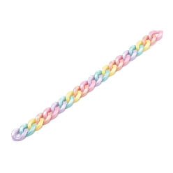 Farbig Handgefertigte undurchsichtige gedrehte Acrylketten, Panzerketten, Farbig, Links: 19x13.5x4 mm, 39.37 Zoll (1 m)/Strang